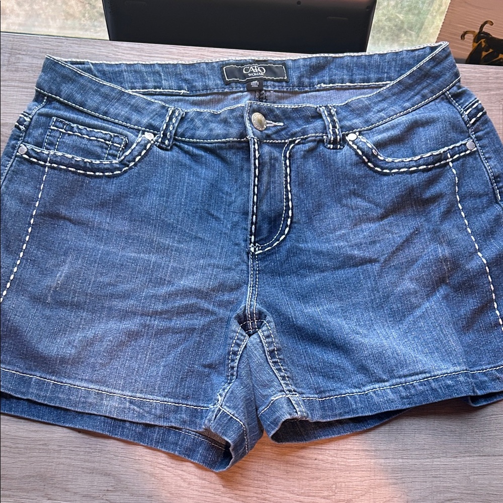 Cato Denim Shorts with Contrast Stitching